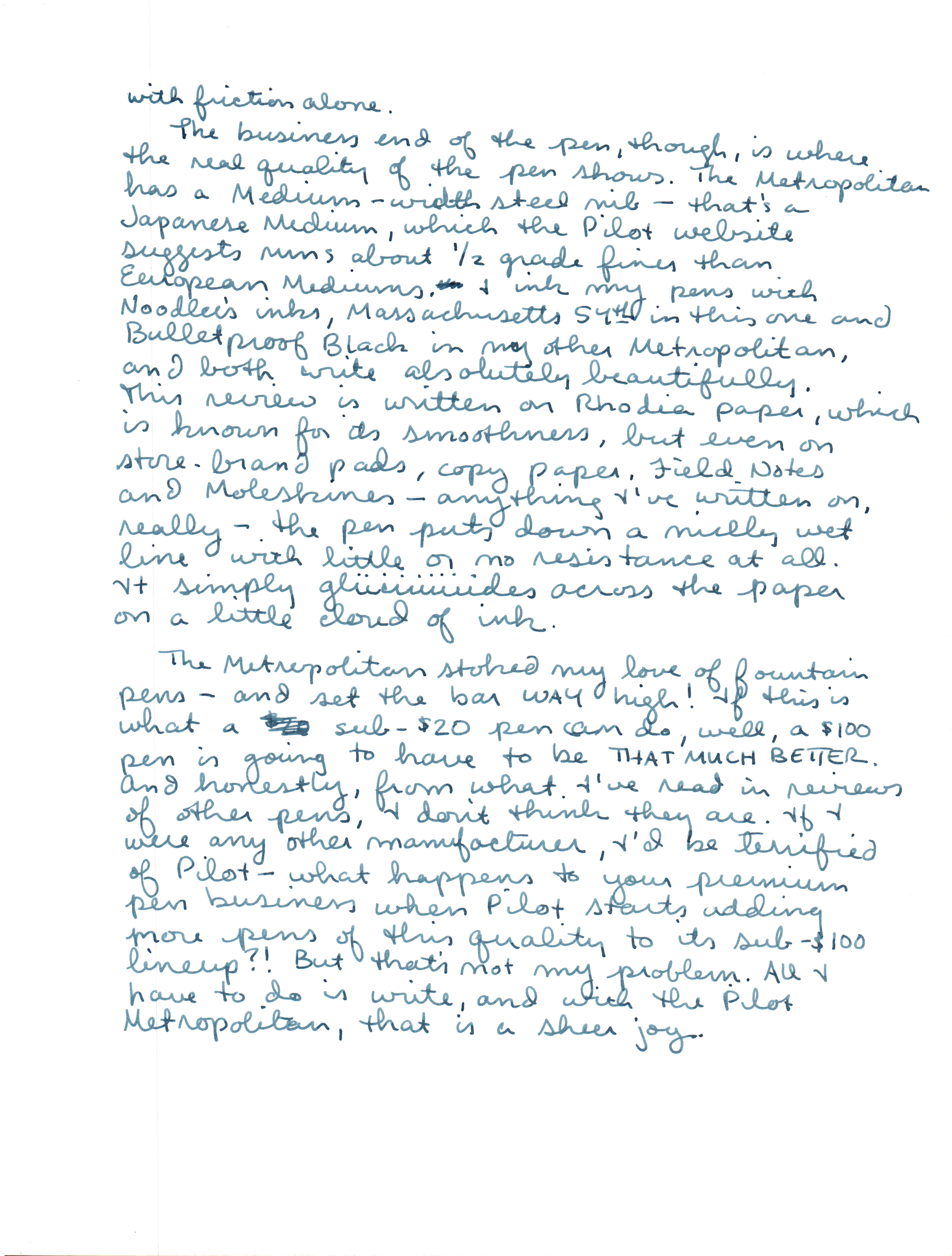 Pilot Metropolitan - Handwritten Review
